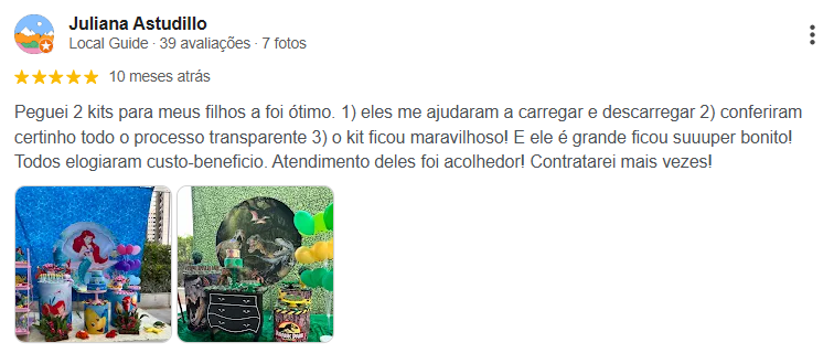 Avaliação Google - Juliane Astutillo